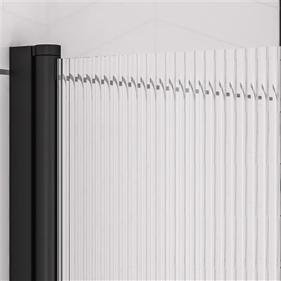 5mm Straight bath screen in fluted glass L-H Black