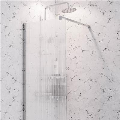 Vantage 2000 8mm Easy Clean 2000mm x 800mm Walk-In Shower Panel with Fluted Glass - Chrome