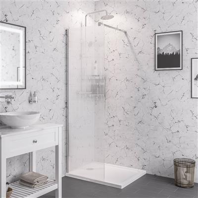 Vantage 2000 8mm Easy Clean 2000mm x 1100mm Walk-In Shower Panel with Fluted Glass - Chrome
