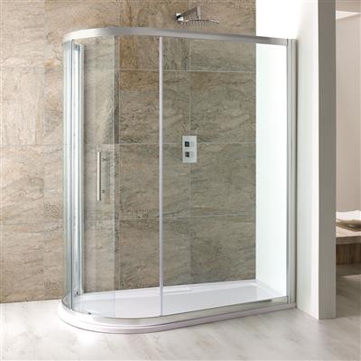 Volente 6mm Easy Clean 1200x880/700mm Spacesaver Offset Quadrant Shower Enclosure - Chrome