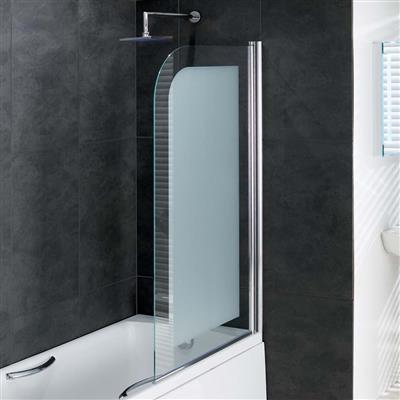 Volente 6mm 1500 x 850mm Frosted Hinge Bath Screen - Chrome