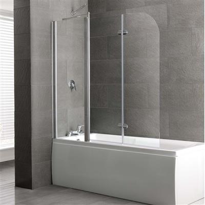Volente 6mm 1550 x 1475mm Bath Screenwith 1 Fixed and 2 Hinge Panels - Chrome