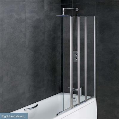 Volente 6mm 1400 x 1000mm Left Hand (LH) Bath Screen with 1 Fixed and 3 Folding Panels - Chrome