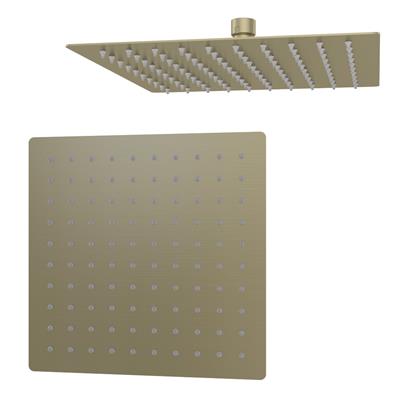 8" (200mm x 200mm) Square Fixed Over Head Shower Head - Brushed Brass