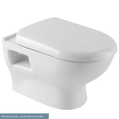 Lisbon II Soft Close Toilet Seat for Wall Hung Pan - White