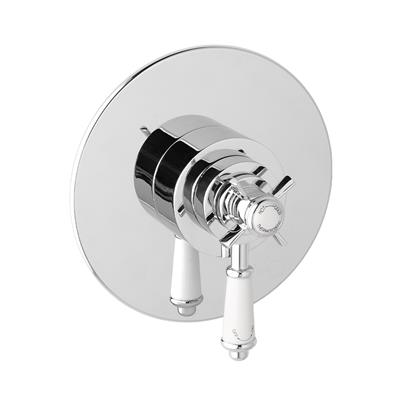 Concealed Traditional Thermostatic Crosshead Shower Valve - White & Chrome