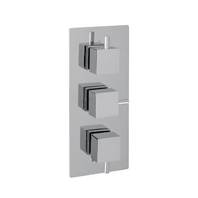 Square Triple Valve Plate with Square Rings - Chrome