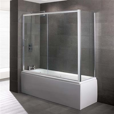 Volente 6mm 1475 x 690mm Easy Clean End Panel for Overbath Slider Bath Screen - Chrome
