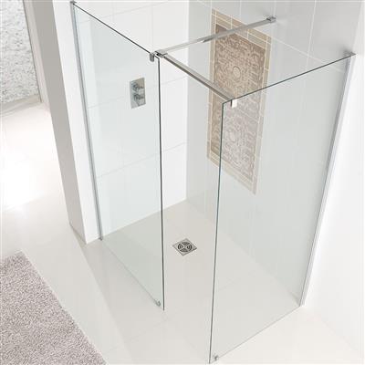 Corniche 8mm Easy Clean 1950mm x 700mm Walk-In End Shower Panel for 700 Tray - Chrome