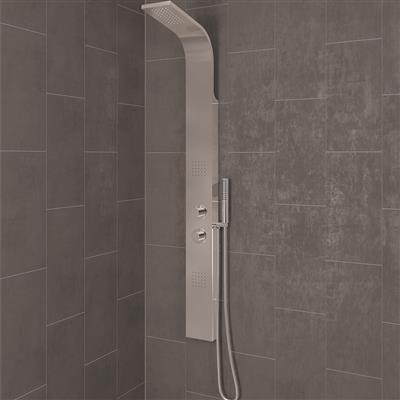 Conway Shower Panel with Thermostatic Valve, Body Jets, Round Shower Handset & Hose - Chrome