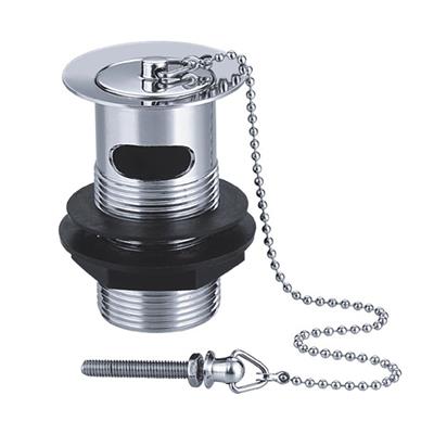 Basin Waste with Ball Chain & Solid Plug - Chrome