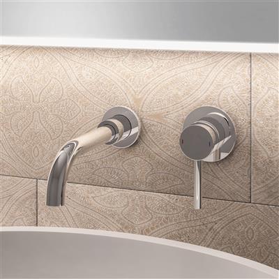Meriden Wall Mounted Basin Mixer Tap with Curved Spout Chrome
