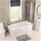 Portland 1700 x 850 x 440mm Right Hand (RH) P-Shaped Beauforte Shower Bath - White