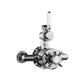 Exposed Traditional Twin Thermostatic Shower Valve with Flat Handles - White & Chrome