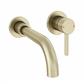 Meriden Wall Mounted Basin Mixer Tap with Curved Spout Brushed Brass 